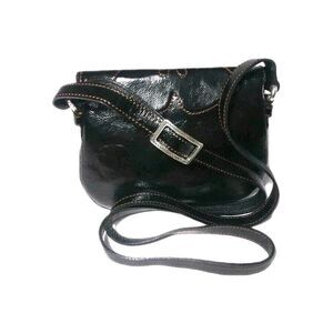 Brighton Patent Leather Crossbody Bag Flap over Purse Sunflower Details